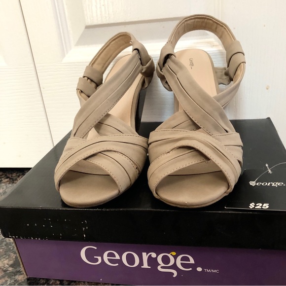 George Shoes Beige Open-Toe Heels/Sandals - Picture 2 of 10